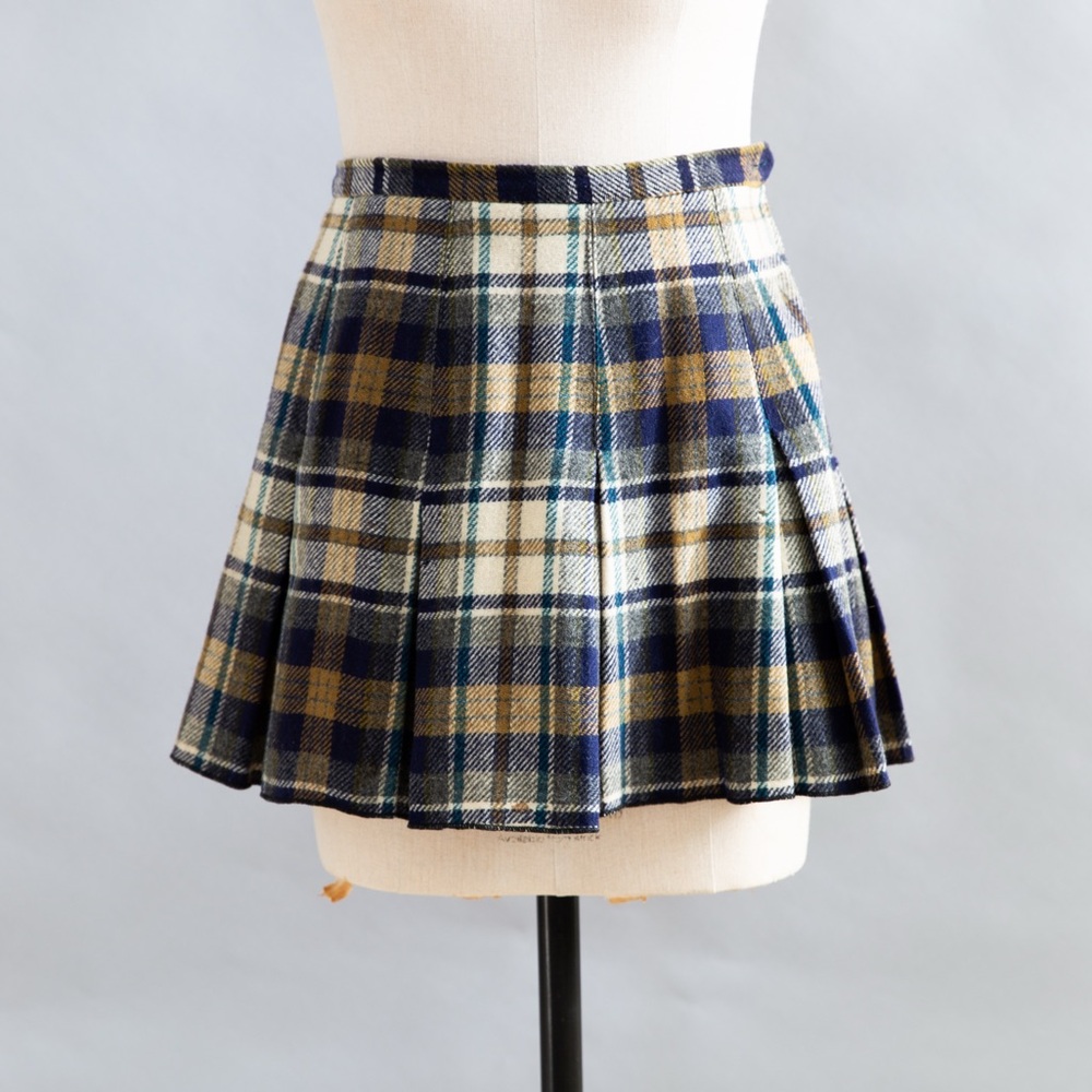 Vintage Wool Plaid Mini Skirt